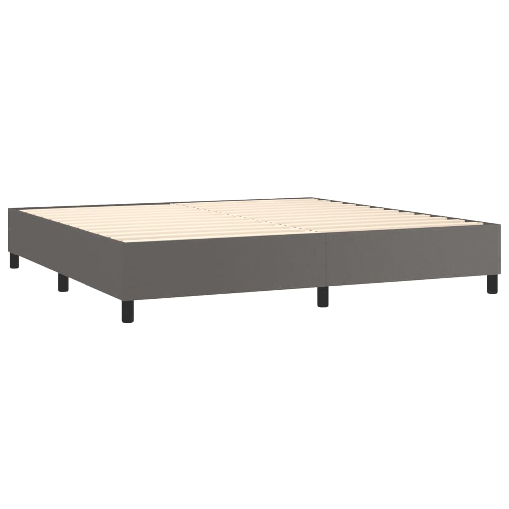 vidaXL Cama com molas/colchão 200x200 cm couro artificial cinzento