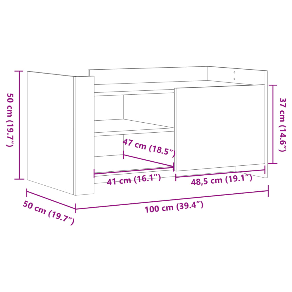 vidaXL Mesa de centro 100x50x50cm derivados de madeira cinzento sonoma