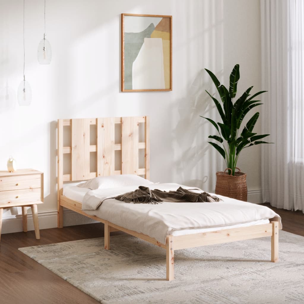 vidaXL Estrutura de cama solteiro 90x190 cm madeira maciça