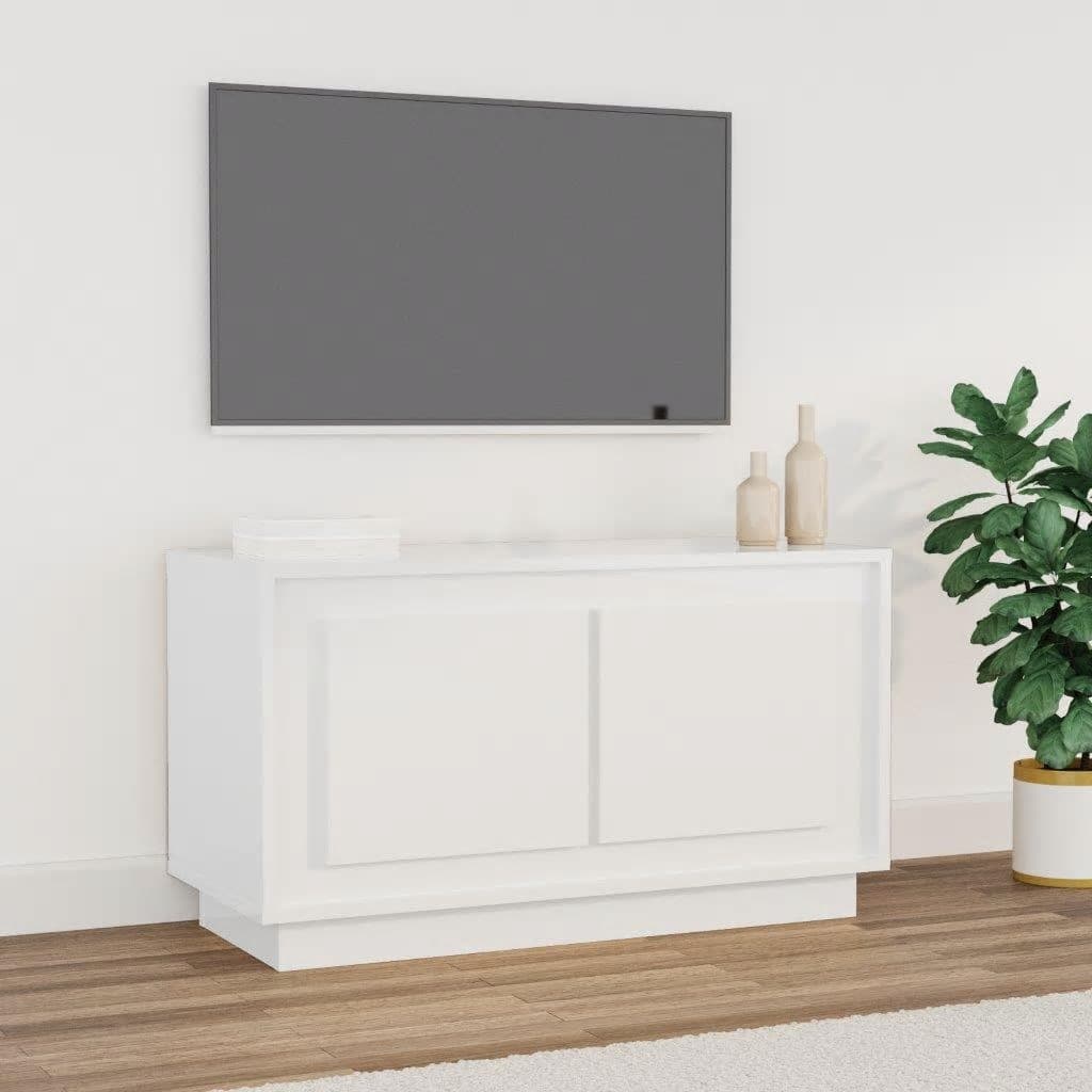 vidaXL Móvel de TV 80x35x45 cm derivados de madeira branco brilhante