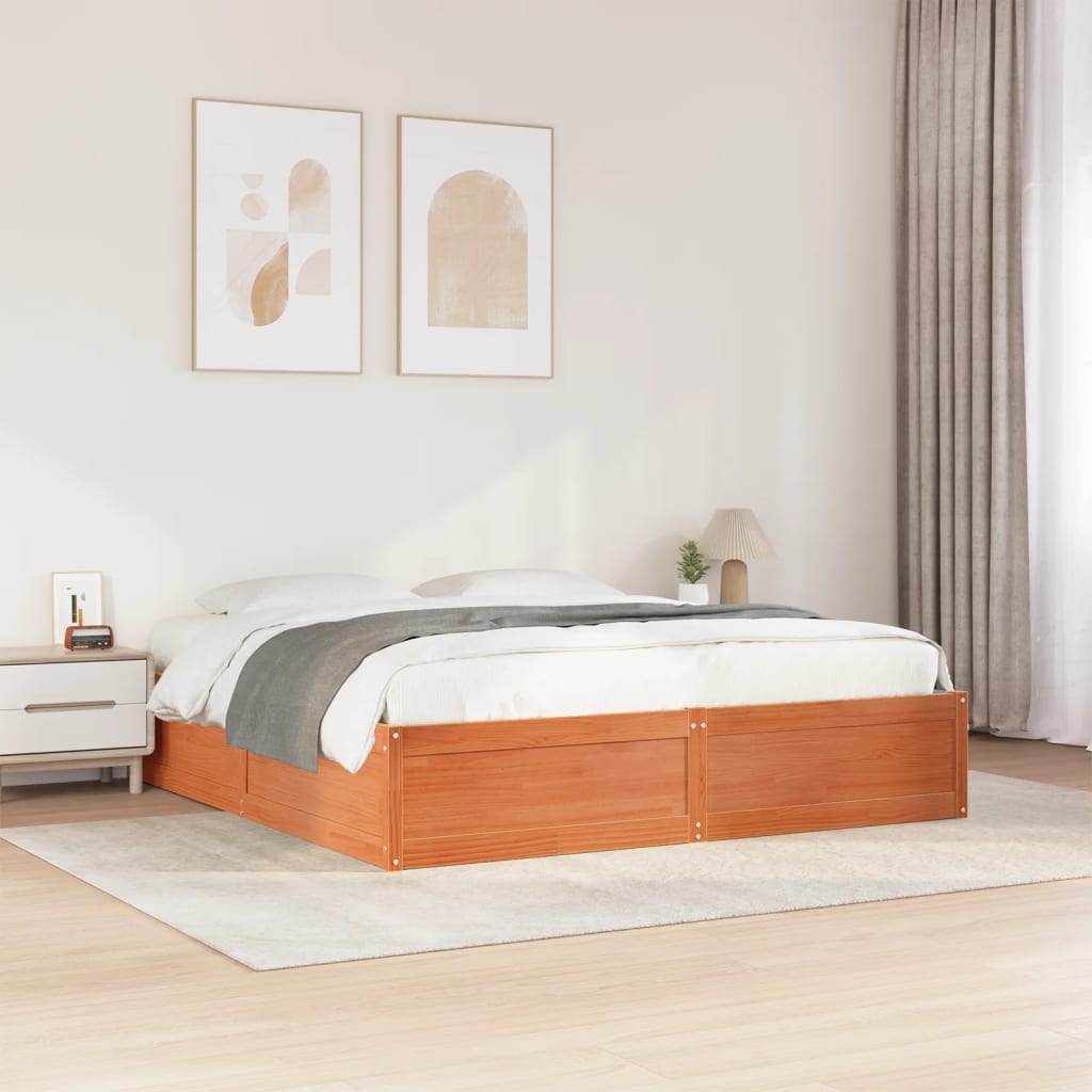 vidaXL Cama sem colchão 180x200 cm pinho maciço castanho-mel