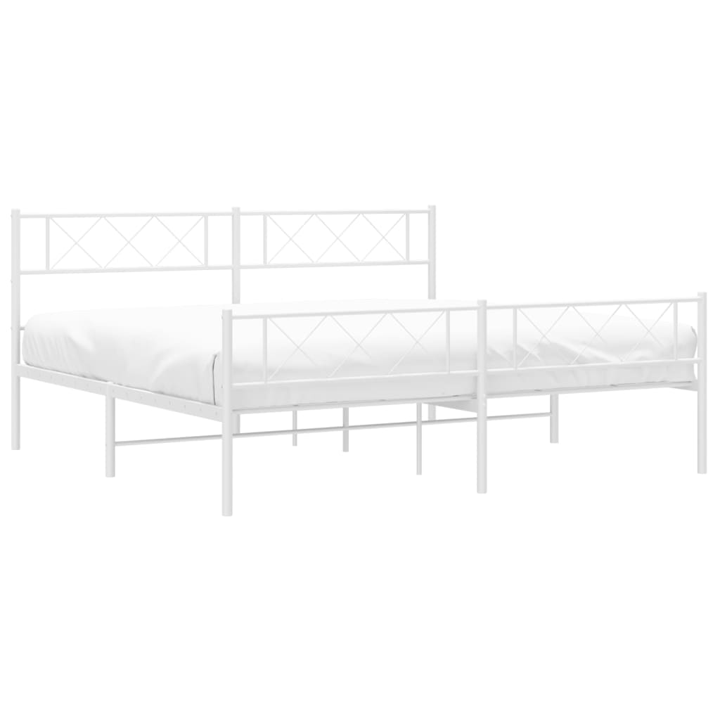 vidaXL Estrutura de cama com cabeceira e pés 180x200 cm metal branco