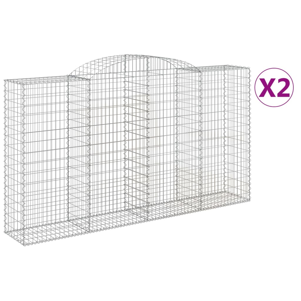 vidaXL Cestos gabião arqueados 2pcs 300x50x160/180cm ferro galvanizado