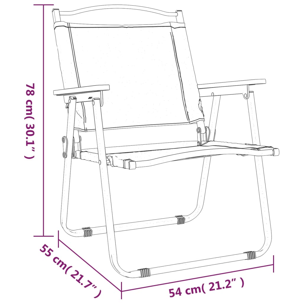 vidaXL Cadeiras de campismo 2 pcs 54x55x78 cm tecido oxford bege