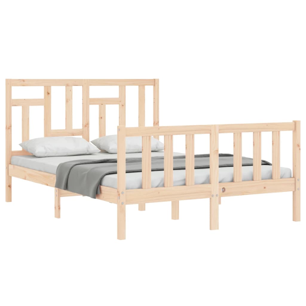 vidaXL Estrutura de cama de casal com cabeceira madeira maciça