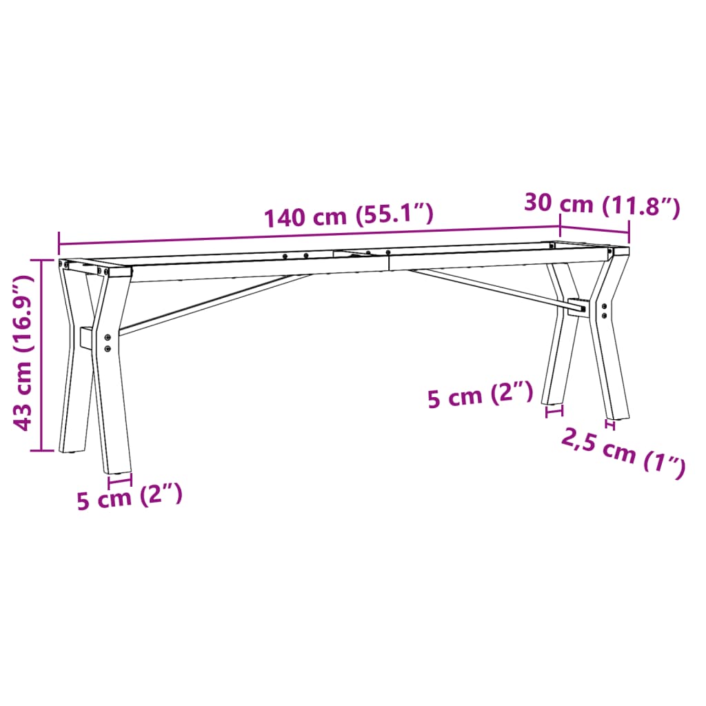 vidaXL Pernas para mesa de centro estrutura em Y ferro fundido