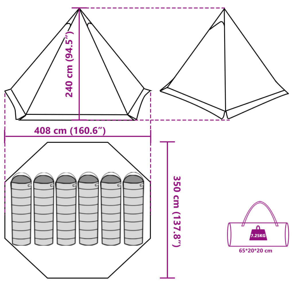 vidaXL Tenda familiar tipi para 6 pessoas impermeável azul