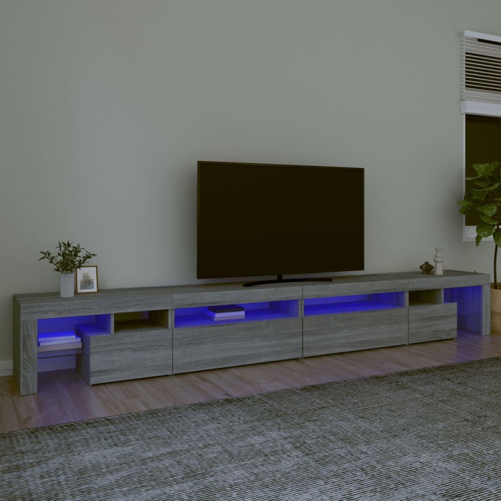 vidaXL Móvel de TV com luzes LED 290x36,5x40 cm sonoma cinza