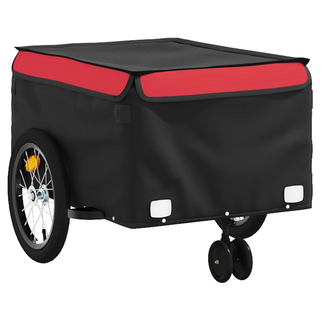 vidaXL Reboque para bicicleta 45 kg ferro preto e vermelho