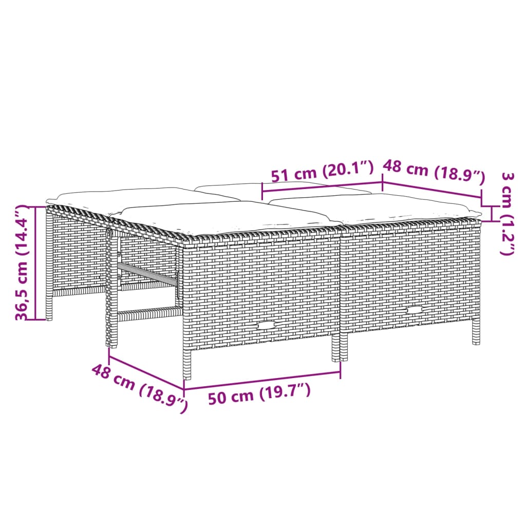 vidaXL 5 pcs conjunto de sofás p/ jardim com almofadões vime PE bege