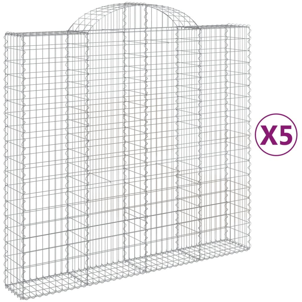 vidaXL Cestos gabião arqueados 5pcs 200x50x180/200cm ferro galvanizado