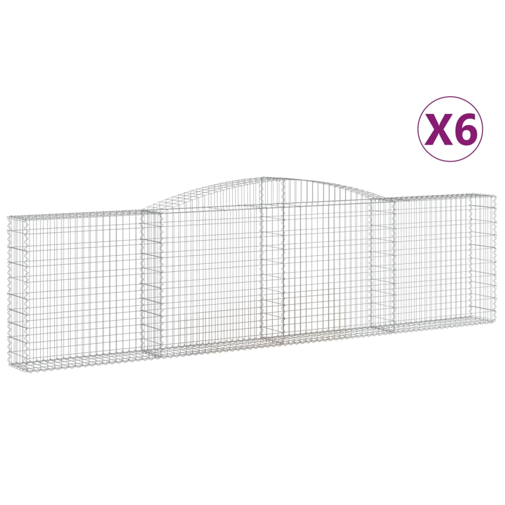 vidaXL Cestos gabião arqueados 6pcs 400x30x100/120cm ferro galvanizado