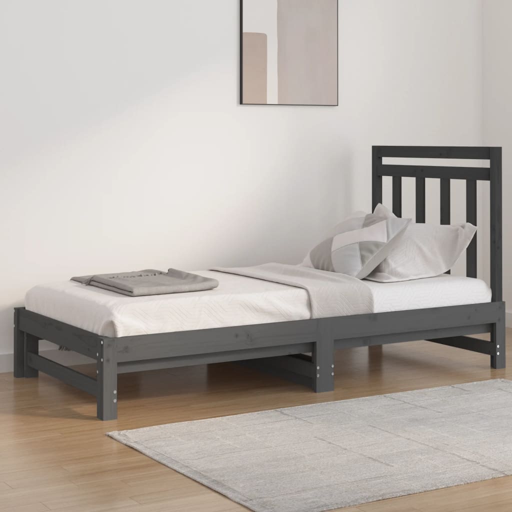 vidaXL Estrutura sofá-cama de puxar 2x(90x190) cm pinho maciço cinza