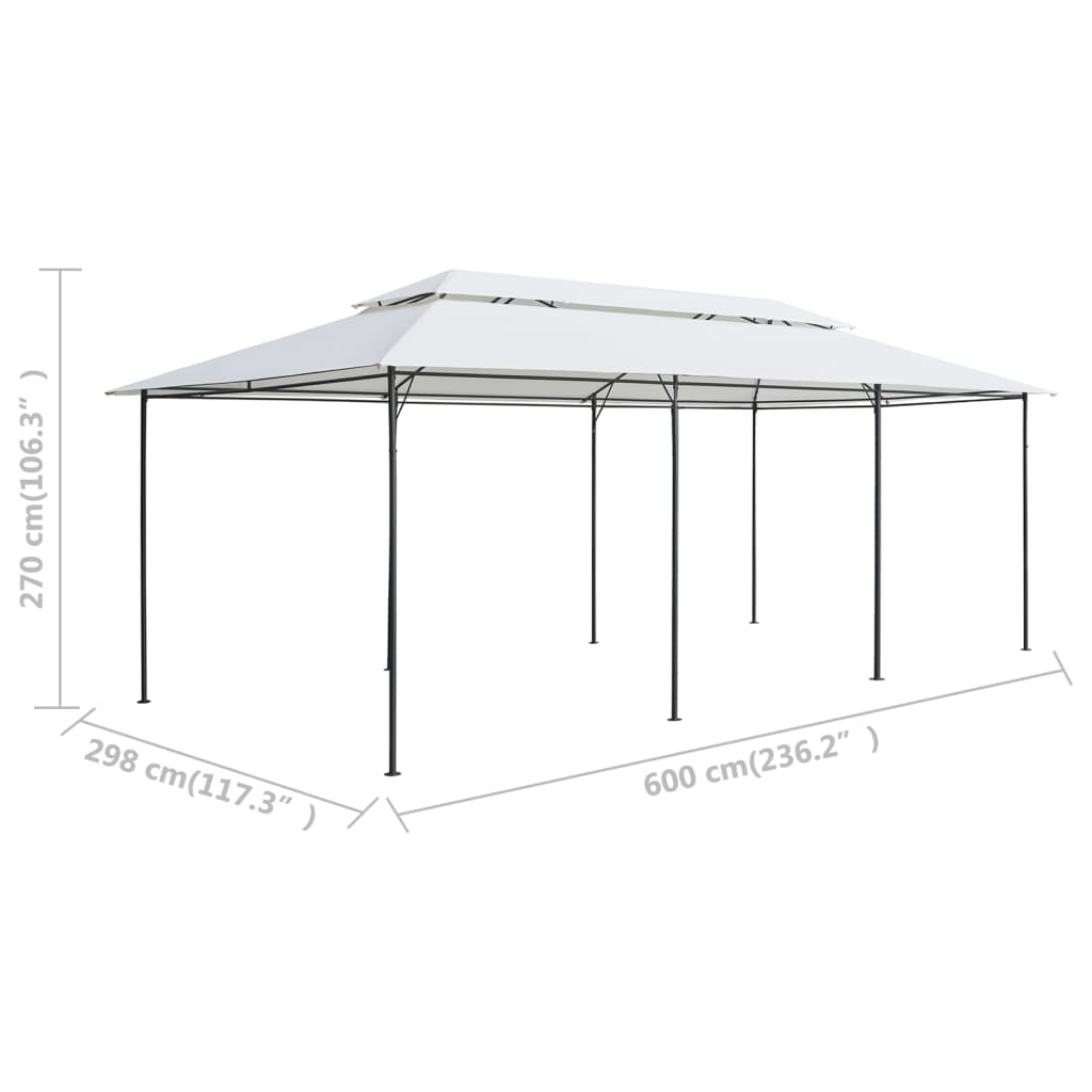 vidaXL Gazebo com cortinas 600x298x270 cm 180g/m² branco