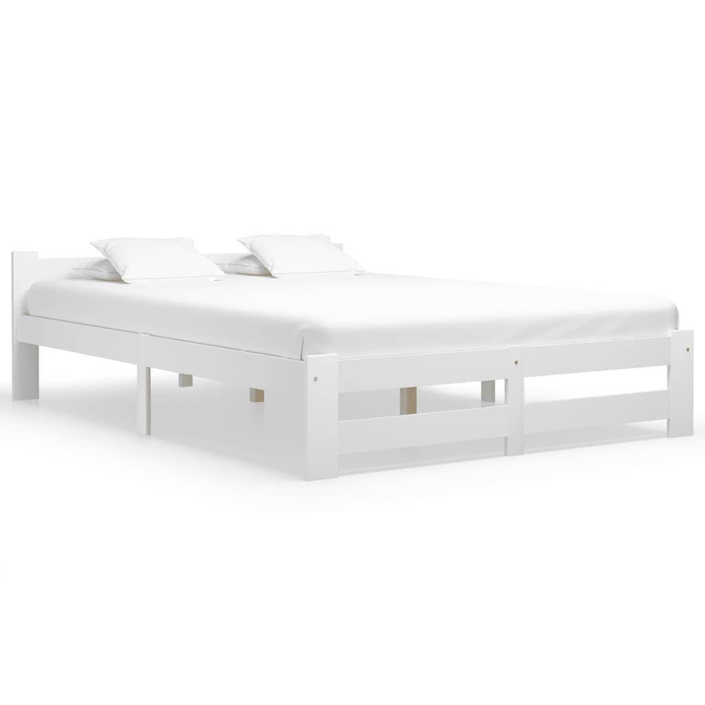 vidaXL Estrutura de cama 160x200 cm pinho maciço branco