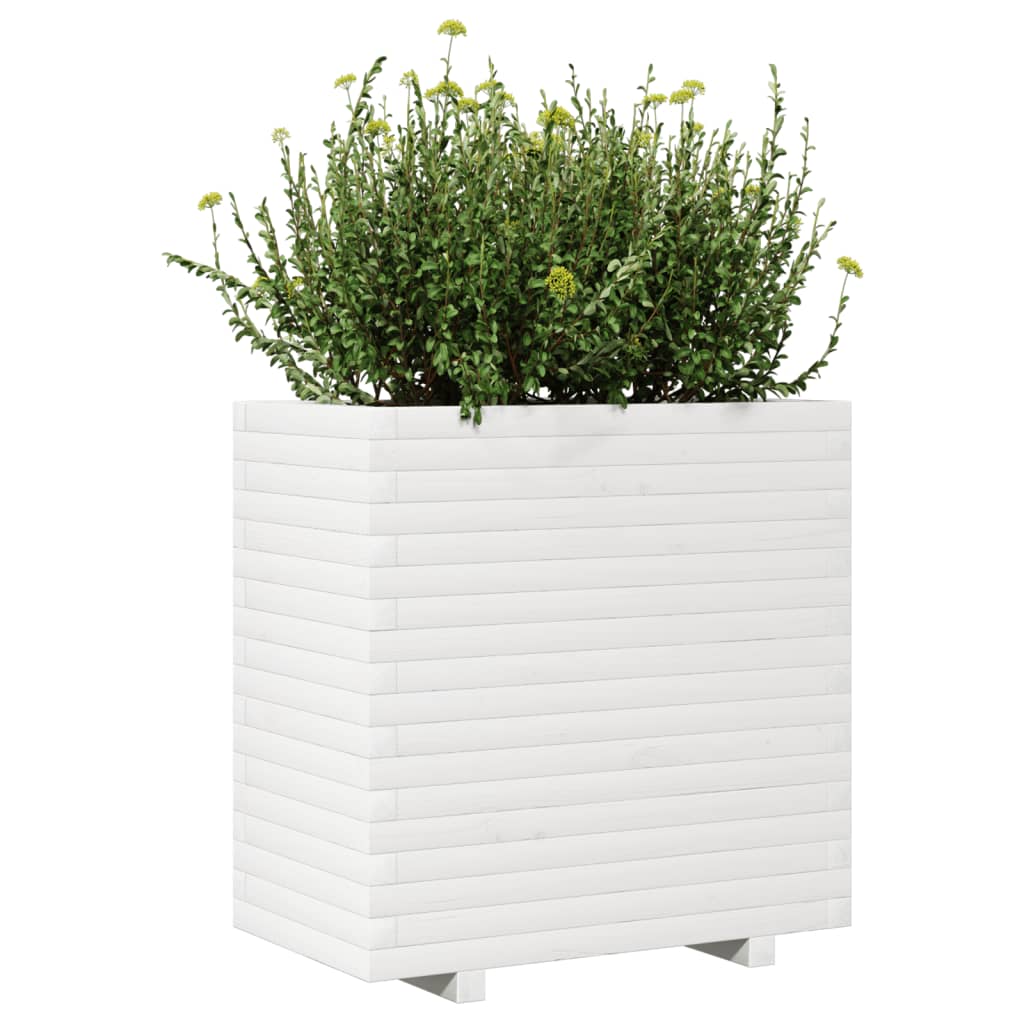 vidaXL Vaso/floreira de jardim 70x40x72 cm pinho maciço branco