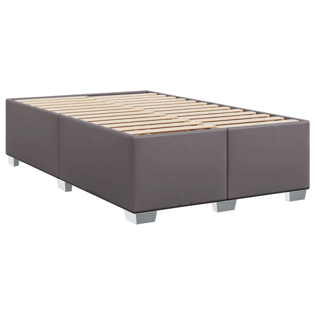 vidaXL Cama boxspring com colchão 120x190 cm couro artificial cinzento