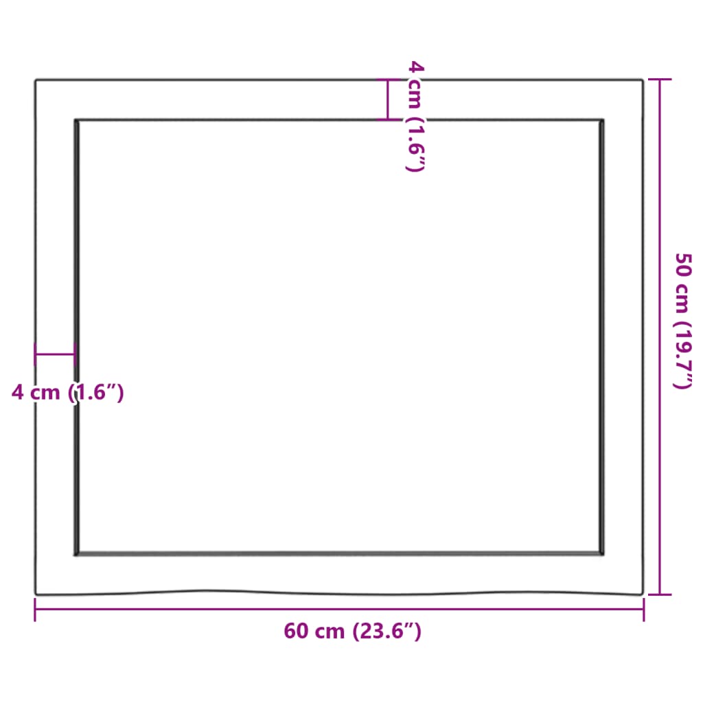 vidaXL Tampo de mesa 60x50x(2-6) cm carvalho tratado castanho-escuro