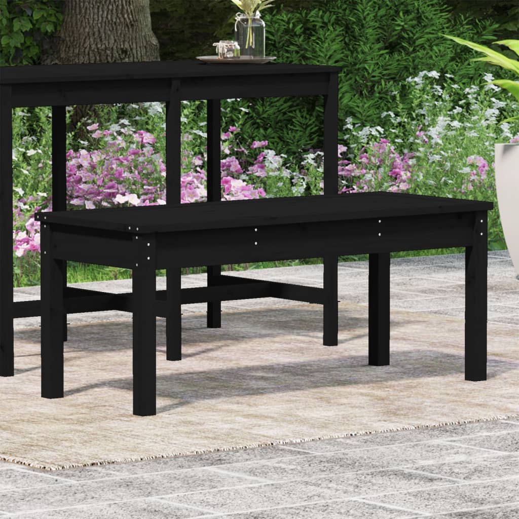 vidaXL Banco de jardim 109x44x45 cm madeira de pinho maciça preto