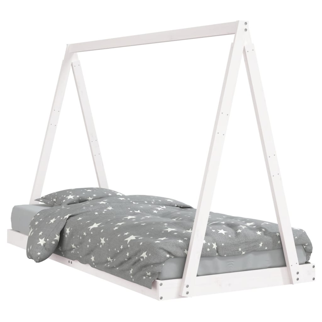 vidaXL Estrutura de cama infantil 90x200 cm pinho maciço branco