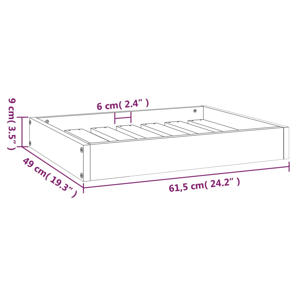 vidaXL Cama para cães 61,5x49x9 cm madeira de pinho maciça