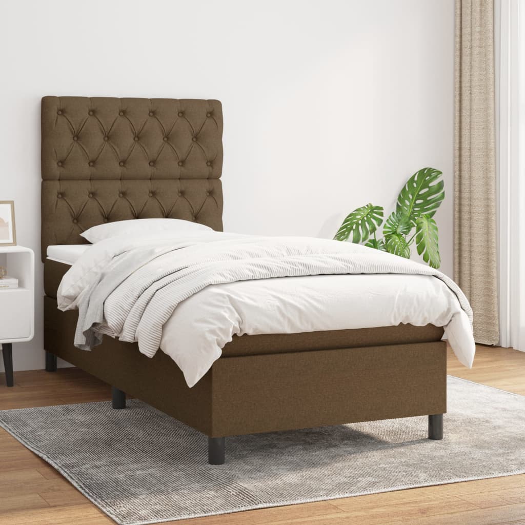 vidaXL Cama com molas/colchão 80x200 cm tecido castanho-escuro