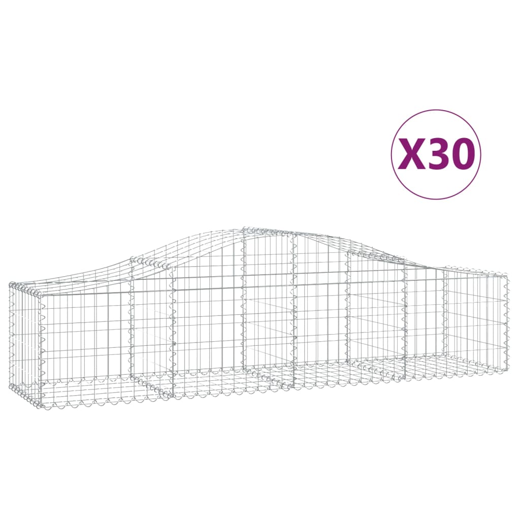 vidaXL Cestos gabião arqueados 30pcs 200x50x40/60 cm ferro galvanizado