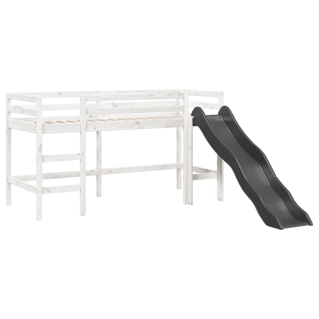 vidaXL Cama alta p/ criança sem colchão 80x200 cm pinho maciço branco