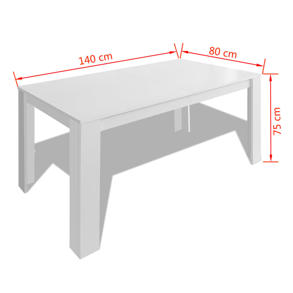 vidaXL Mesa de jantar 140x80x75 cm branco