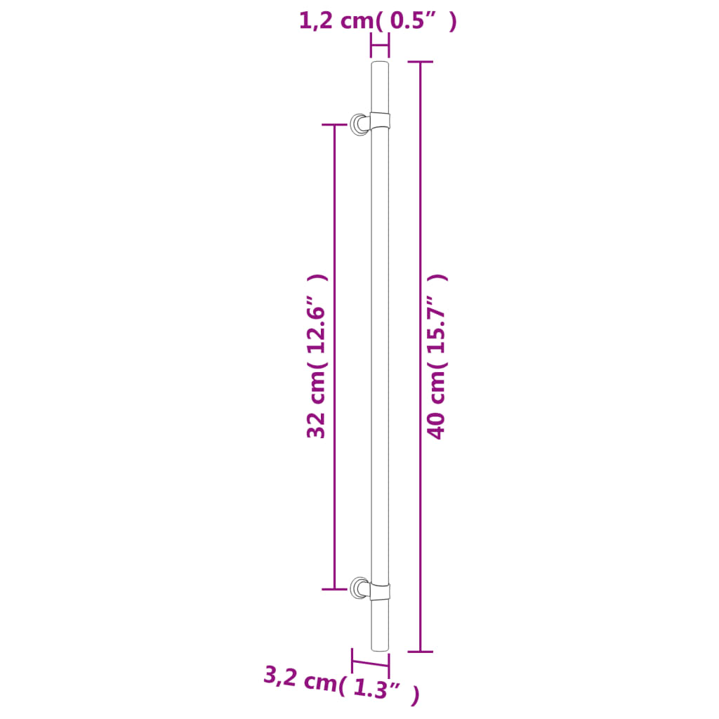 vidaXL Puxadores para móveis 20 pcs 320 mm aço inoxidável preto