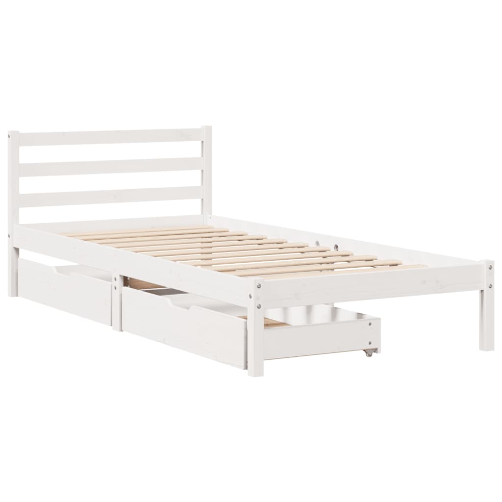 vidaXL Cama sem colchão 75x190 cm madeira de pinho maciça branco