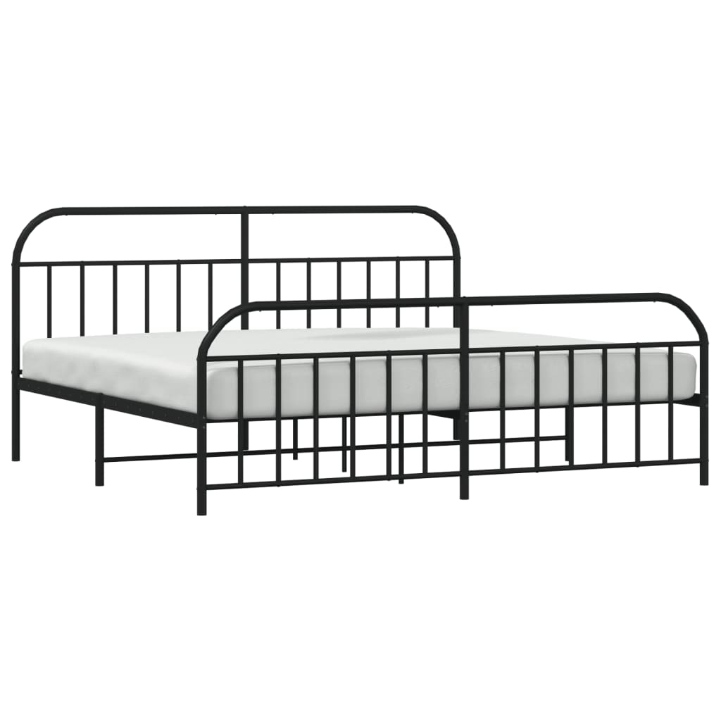 vidaXL Estrutura de cama com cabeceira e pés 193x203 cm metal preto