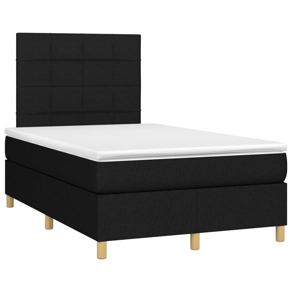 vidaXL Cama box spring c/ colchão e LED 120x200 cm tecido preto