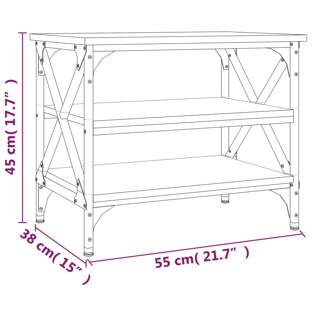 vidaXL Mesa de apoio 55x38x45 cm derivados de madeira carvalho sonoma