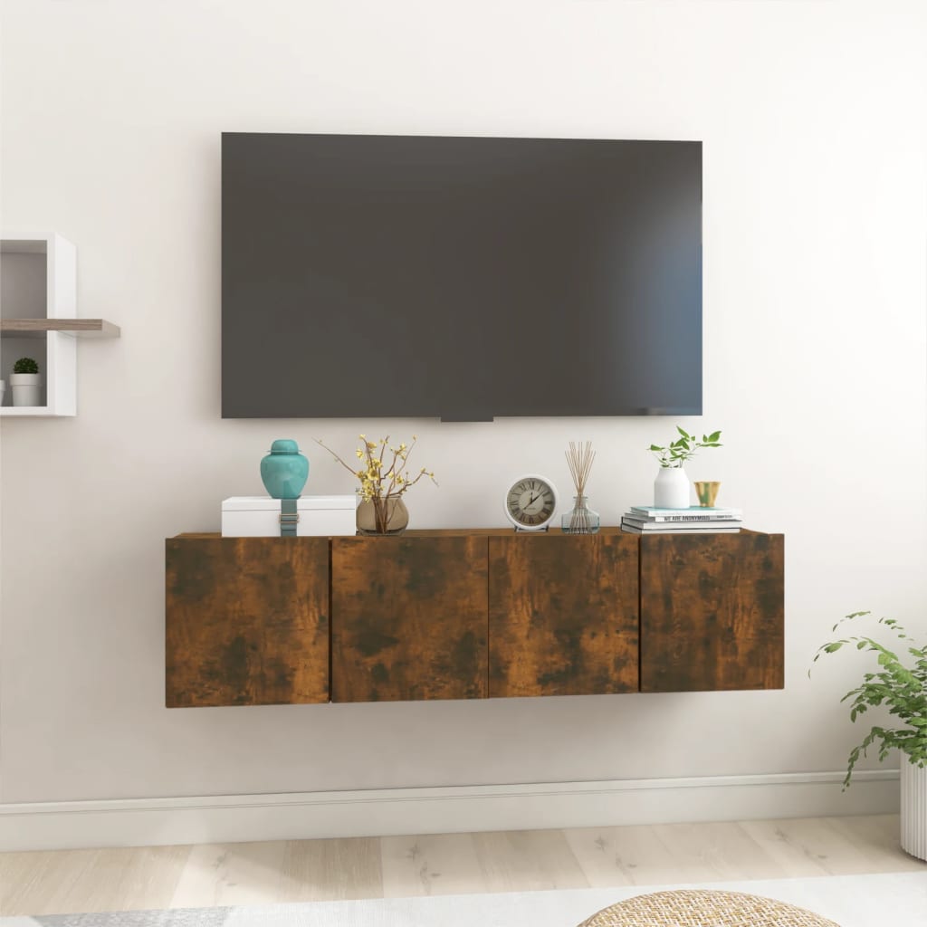 vidaXL Móveis de TV para parede 2 pcs 60x30x30 cm carvalho fumado