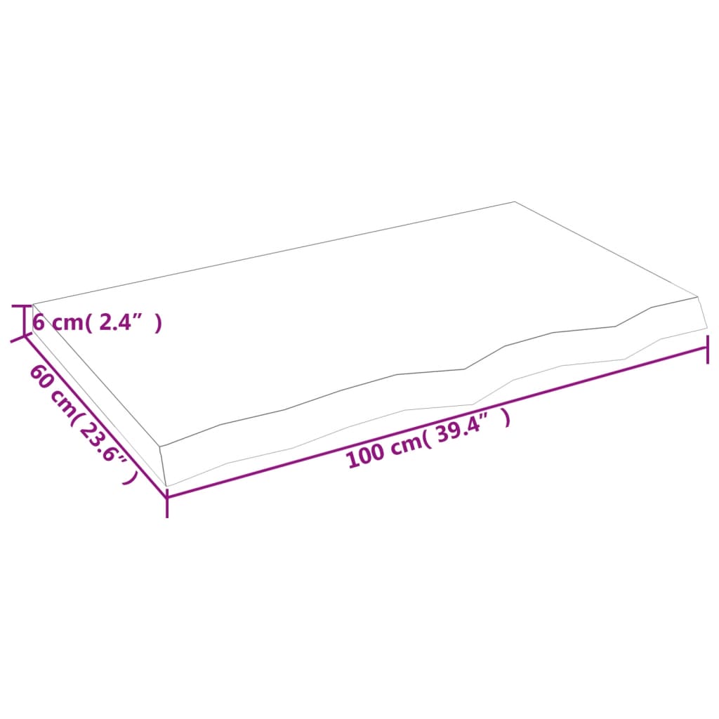 vidaXL Bancada p/ WC 100x60x(2-6)cm madeira tratada maciça castanho