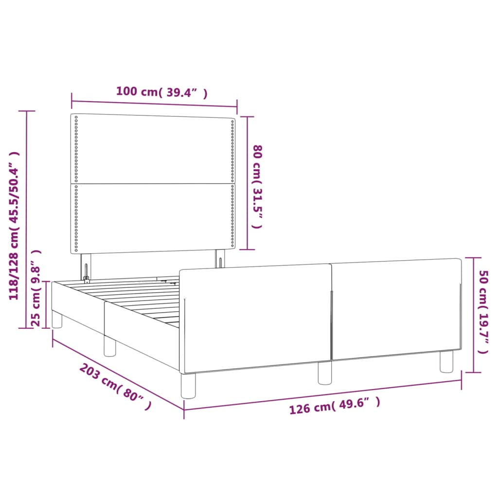 vidaXL Estrutura cama c/ cabeceira 120x200cm couro artificial cinzento