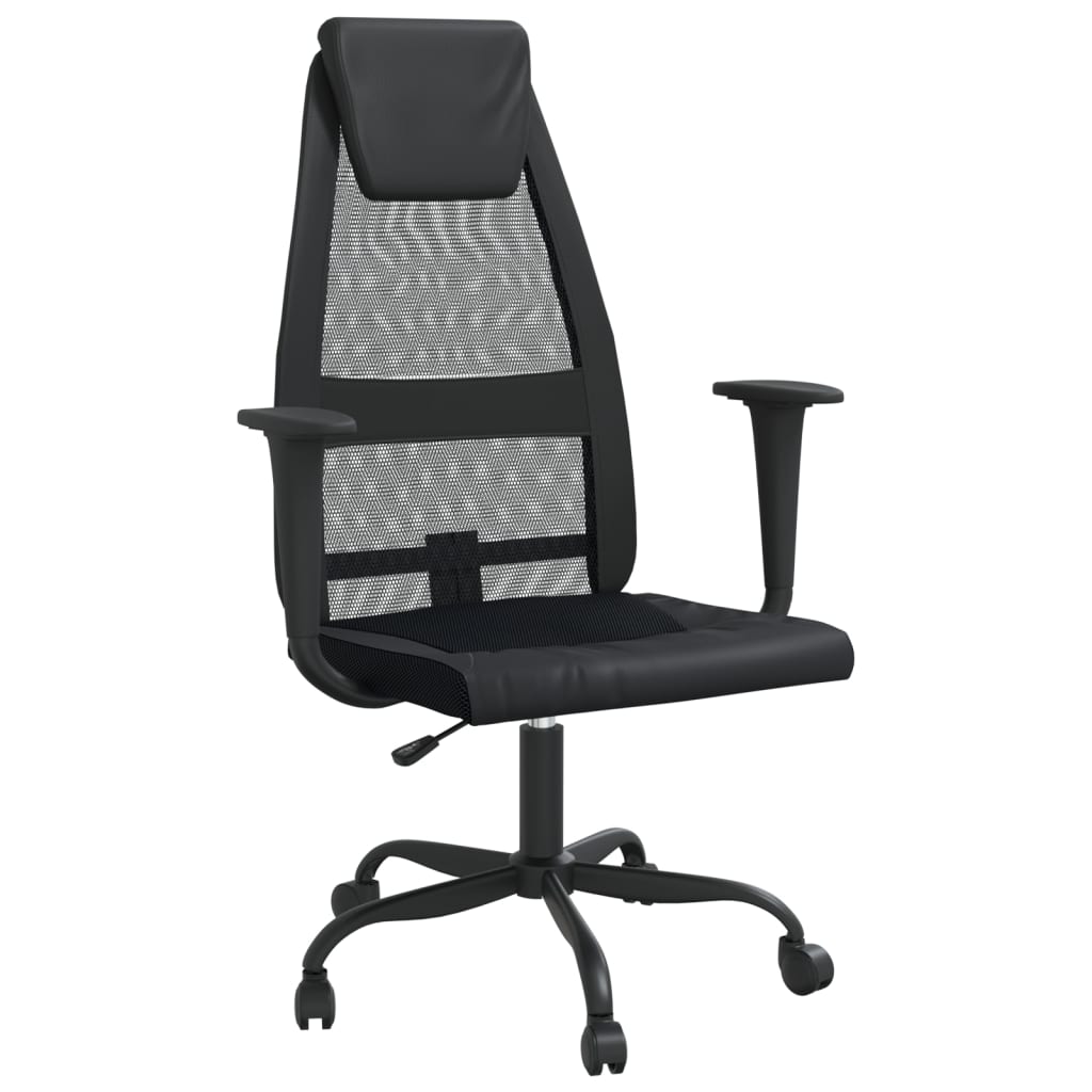vidaXL Cadeira escritório tecido malha/couro art. regulável preto