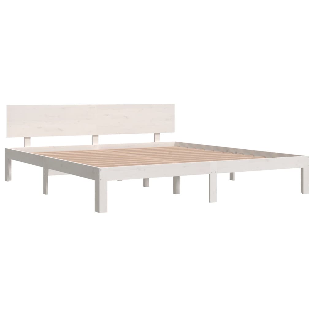 vidaXL Estrutura de cama super king pinho maciço 180x200 cm branco