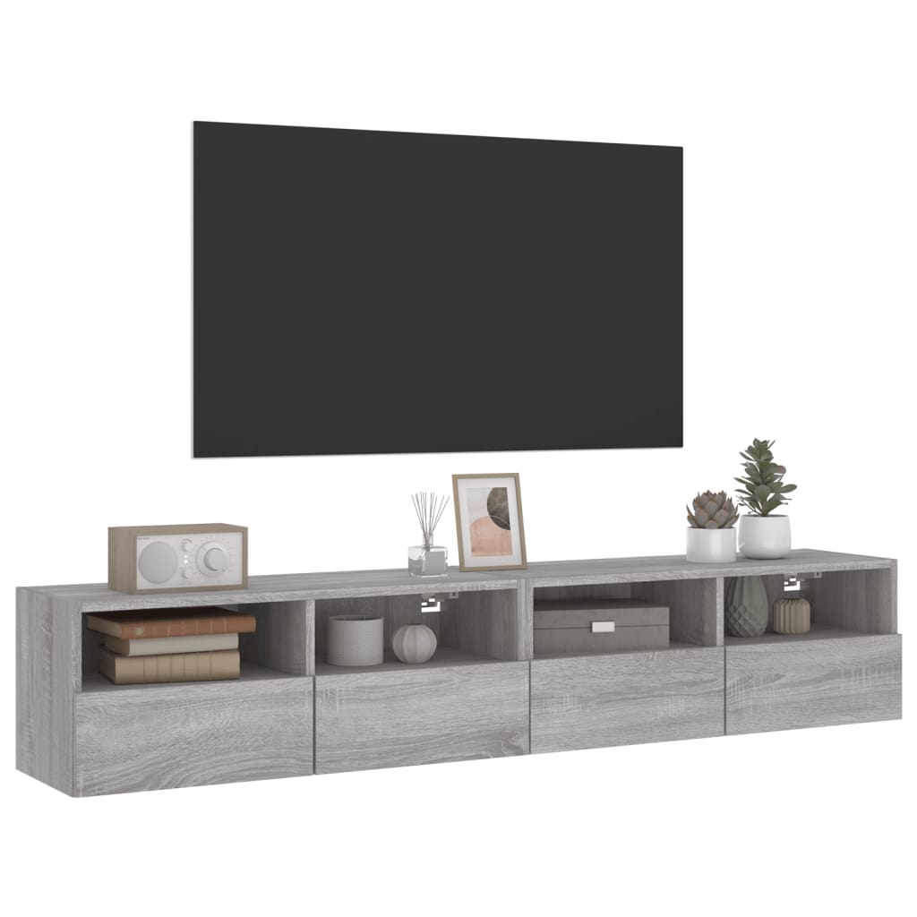 vidaXL Móveis parede p/ TV 2pcs 80x30x30cm deriv. madeira cinza sonoma