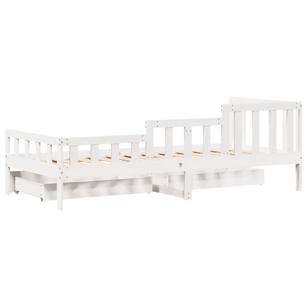 vidaXL Sofá-cama c/ gavetas 90x200cm madeira de pinho maciça branco