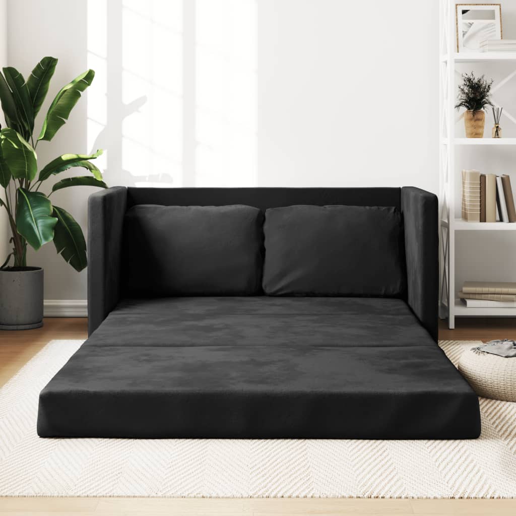 vidaXL Sofá-cama sem pés 122x204x55 cm veludo preto