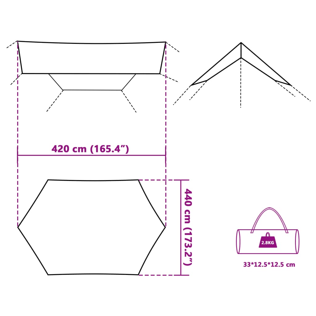 vidaXL Lona de campismo 420x440 cm impermeável cinzento e laranja