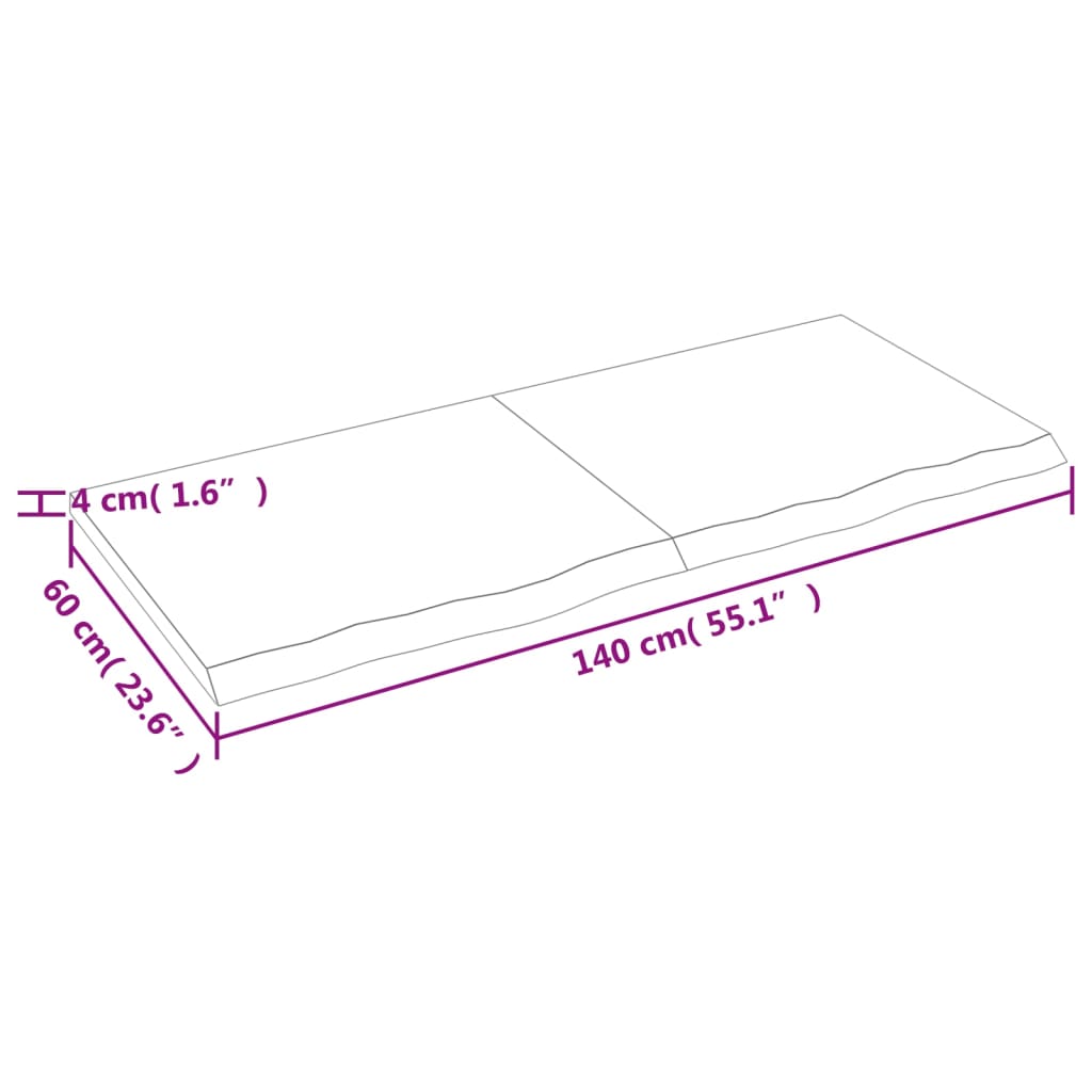 vidaXL Tampo de mesa 140x60x(2-4) cm carvalho tratado castanho-escuro