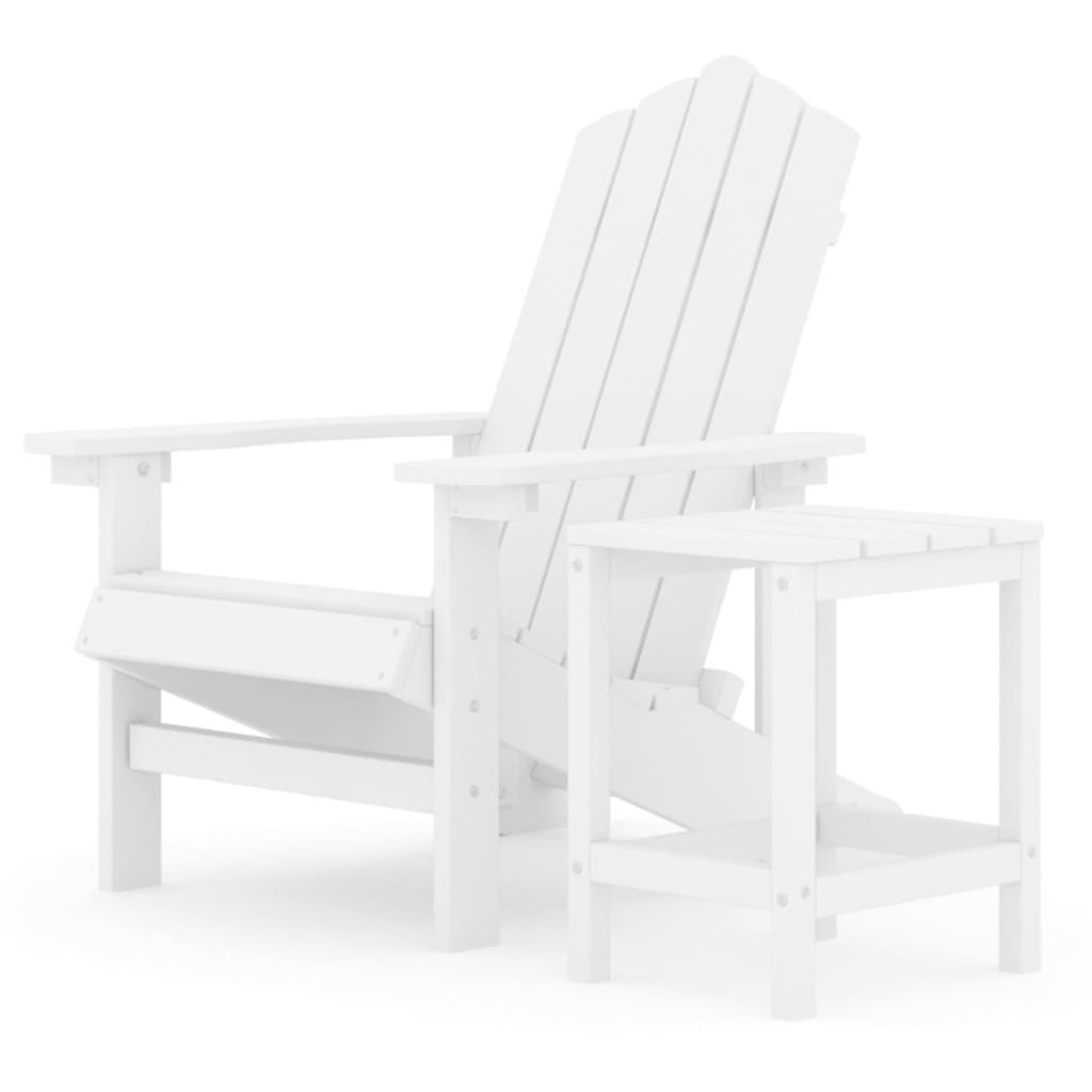 vidaXL Cadeira de jardim Adirondack com mesa PEAD branco