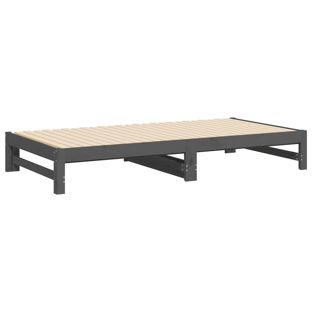 vidaXL Sofá-cama de puxar 2x(90x200) cm pinho maciço cinza