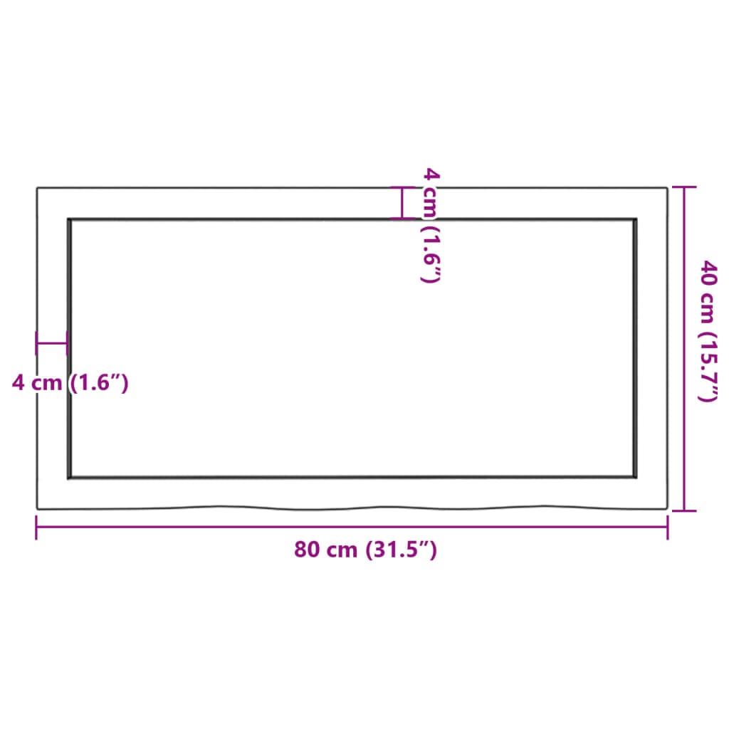 vidaXL Bancada p/ WC 80x40x(2-6)cm madeira tratada maciça castanho