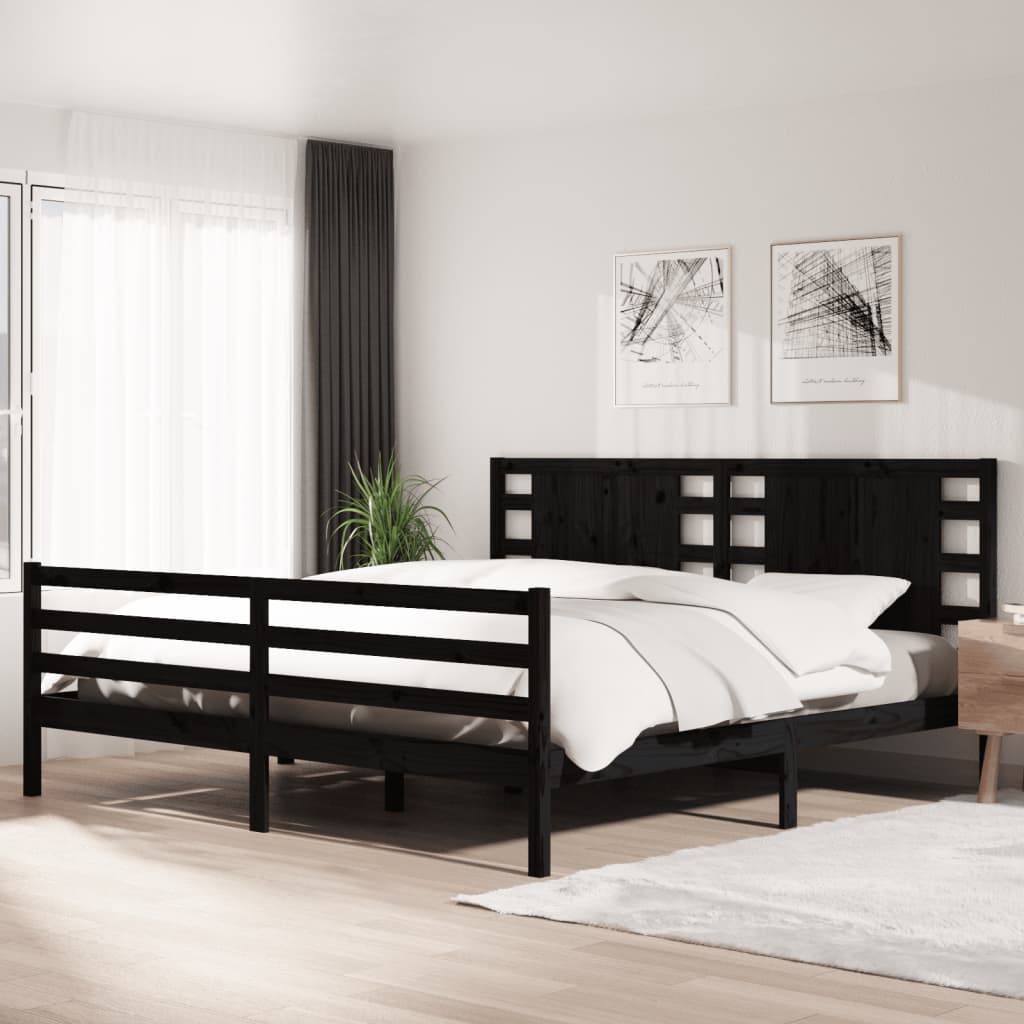 vidaXL Estrutura de cama 200x200 cm pinho maciço preto