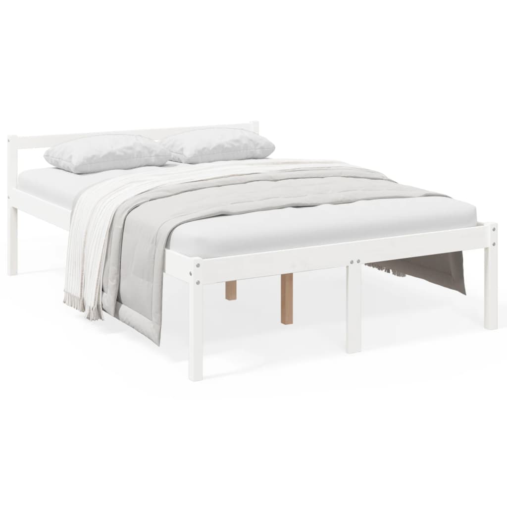 vidaXL Cama de casal pequena para idosos 120x190cm pinho maciço branco