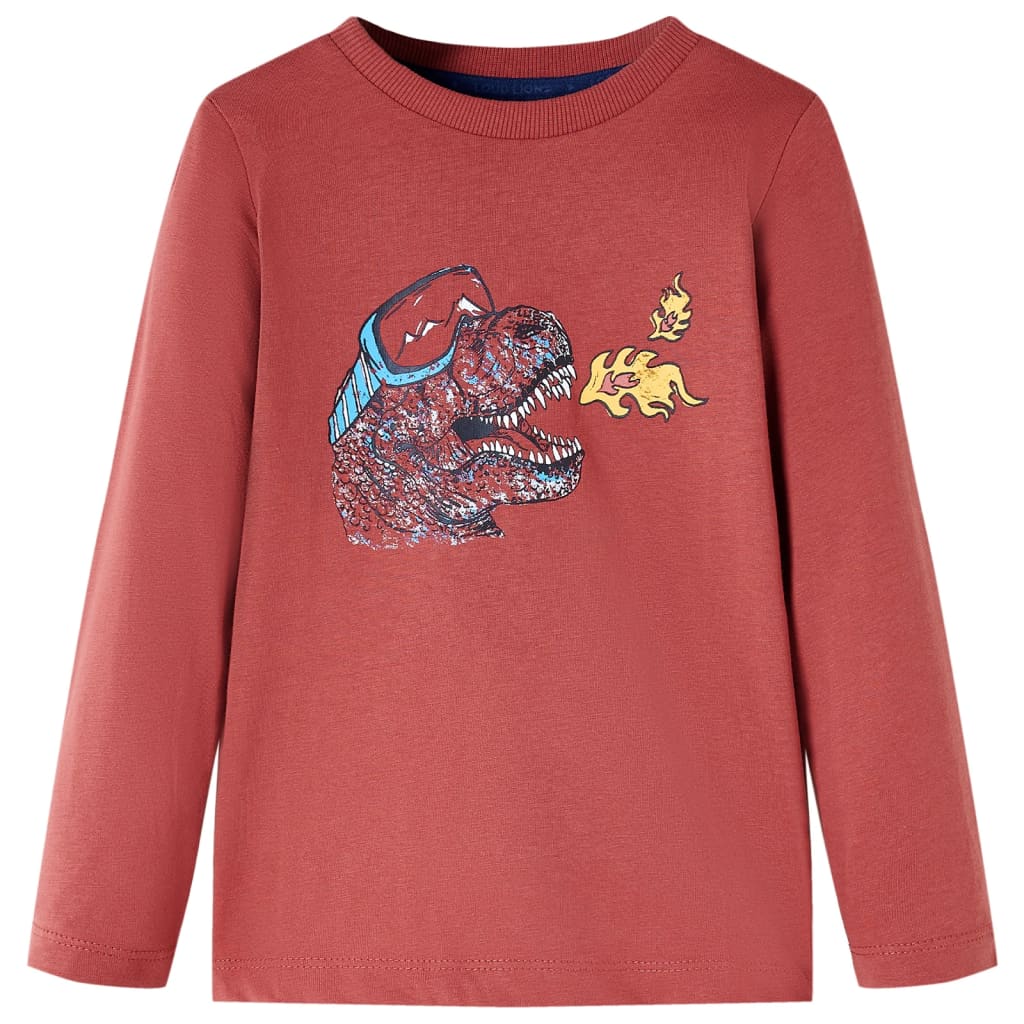 T-shirt de manga comprida para criança vermelho queimado 116